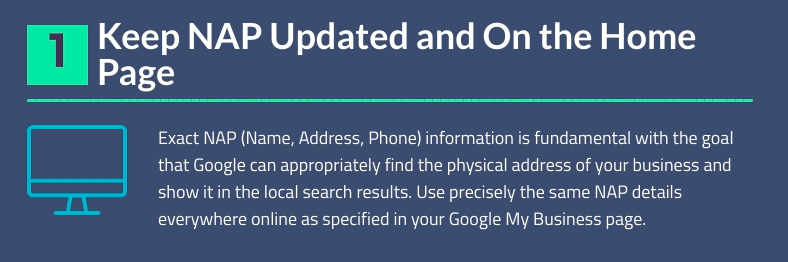 Go the extra mile to ensure that each franchise page is optimised correctly with accurate and consistent information for name, address, phone number (NAP), and other vital details.